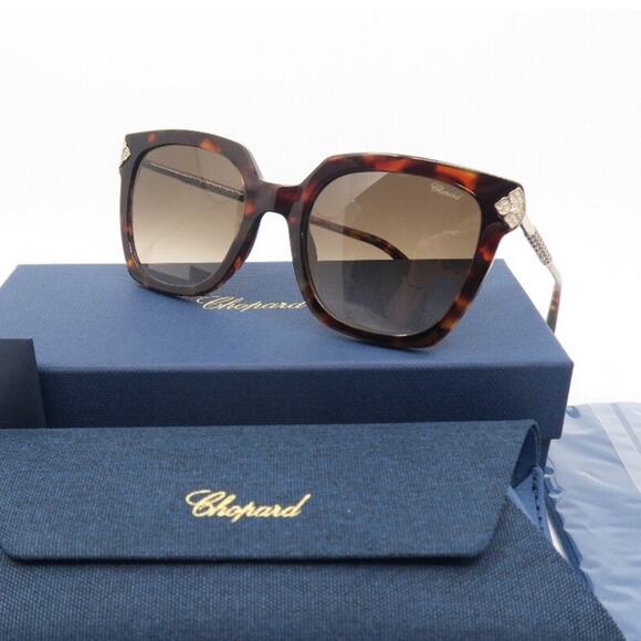 New! Chopard SCH336S 0714 Happy Hearts Havana Women Sunglasses, Authentic